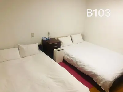 two beds sitting next to each other in a room at \u51a0\u4eac\u30db\u30c6\u30eb in Tokyo