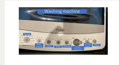 a microwave with the words washing machine on it at The Baron\u897f\u65b0\u5bbf303\u30bb\u30eb\u30d5\u30b3\u30fc\u30d2\u30fc\u4ed8\u304d in Tokyo