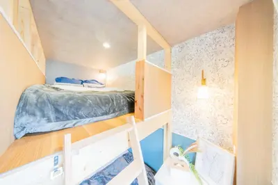 a small bedroom in a tiny house at Tokyo Skytree sta 2min walk, 2stop Asakusa sta-Stay SUU & Cafe- in Tokyo