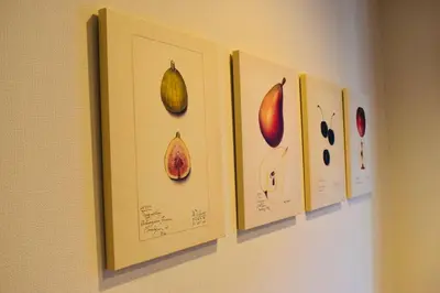 four pictures of fruit hanging on a wall at Craft302 \u6d45\u8349 \u30b9\u30ab\u30a4\u30c4\u30ea\u30fc\u8fd1\u304f \u8cb8\u5207\u6700\u59275\u4eba \u6771\u4eac\u89b3\u5149\u306b\u6700\u9069 \u7121\u6599WiFi in Tokyo