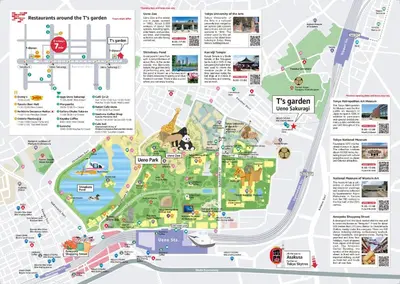 a map of the disneyland resort at \u4e0a\u91ce\u685c\u6728 in Tokyo