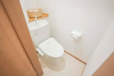 a bathroom with a white toilet and a sink at Lido North Shinagawa in Tokyo