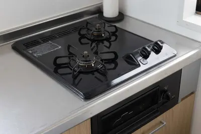 a stove top oven sitting on top of a kitchen counter at Lido East Shinagawa\u3000 in Tokyo
