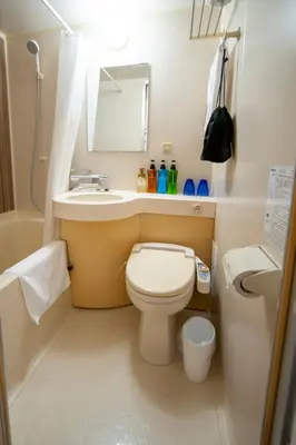a small bathroom with a toilet and a sink at Hotel Il Fiore Kasai Annex in Tokyo