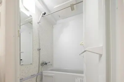 a white bathroom with a shower and a toilet at Gran Paseo\u795e\u697d\u5742 in Tokyo