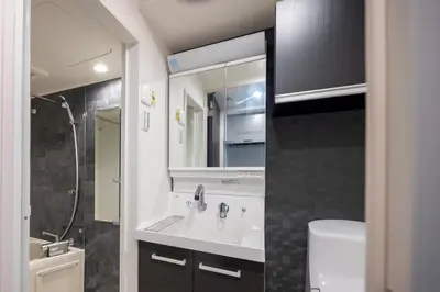 a bathroom with a sink and a shower and a toilet at fl\u30ec\u30b8\u30c7\u30f3\u30b9\u795e\u5bae\u5fa1\u82d1IV in Tokyo