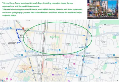 a map of the city of san francisco with colored circles at 大久保駅から４分、貸切、韓国ダウン至近、新宿/歌舞伎町に徒歩圏内 、단독사용민박 in Tokyo