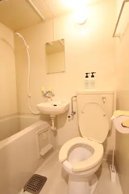 a bathroom with a toilet and a sink at LUANA in SHIBUYA in Tokyo