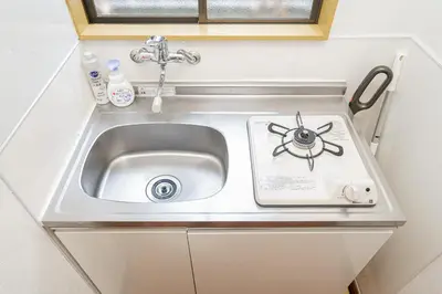 a kitchen sink with a toy spider on it at Sunrise in Tokyo
