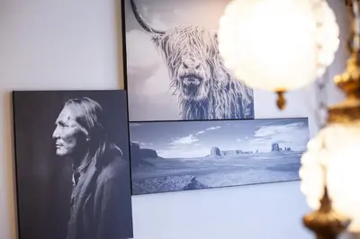 two pictures of a cow on a wall at \u30e9\u30d3\u30c8\u30f3\u30d3\u30eb in Tokyo