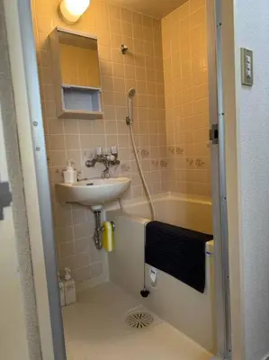 a bathroom with a sink and a bath tub and a sink at Sun white Gyoutoku 301 in Tokyo