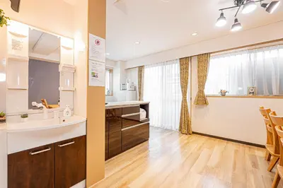 a kitchen with a sink and a counter at Fukuei Stay Tokyo in Tokyo
