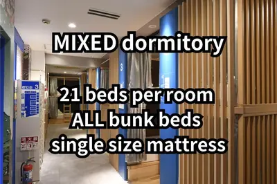 a mixed bathroom beds per room allunked beds single size mattress at A16 HOSTEL TOKYO in Tokyo