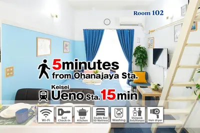 a room with a poster of a room with a bed at SC 102 Cozy Private Stay with Loft Near Station Free WiFi in Tokyo