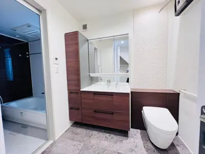a bathroom with a toilet and a sink and a tub at Zut Shinjuku House-SJ0415 in Tokyo