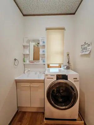 a washing machine in a bathroom with a sink at Oasis Aoto in Tokyo