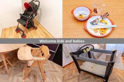 a childs stroller and a table and a baby stroller kids and babies at HOTEL Y's HOUSE - Vacation STAY 66523v in Tokyo