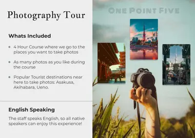 a person taking a picture with a photography tour at One Point Five in Tokyo