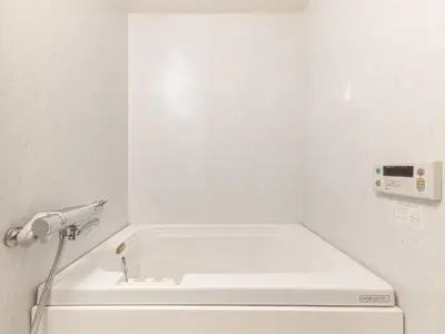 a white bath tub in a bathroom with a shower at Dryokan Kabukicho in Tokyo