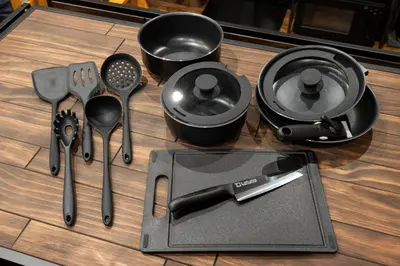 a counter with some utensils on a table at OLD HERITAGE SHIBUYA in Tokyo