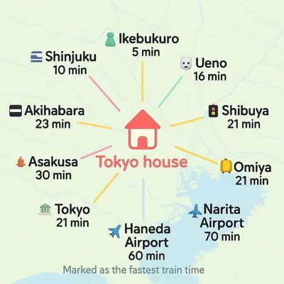 a map of the fastest train stations in turkey at Tokyo House2 Best location in JUJO 2minutes walk to JR Jujo station in Tokyo