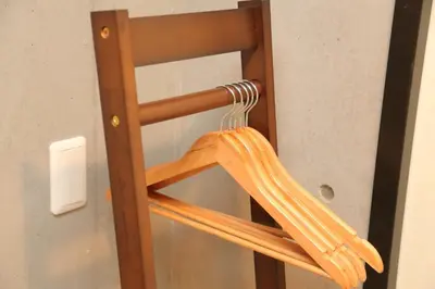 a bunch of spaghetti hanging from a wooden rack at [Newly built condominium for rent! ] 5 minutes wal - Vacation STAY 98059v in Tokyo