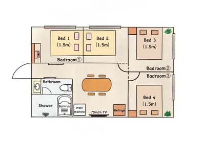 a floor plan of a house at \u8fd1\u79cb\u53f6\u539f\u4e1c\u4eac\u7ad9 \u8d85\u5962\u534e\u4e09\u5367\u5957\u623fKFoa \u5730\u94c12\u5206\u949f 4\u7ad9\u4ea4\u6c47 \u9876\u7ea7\u6234\u68ee\u5439\u98ce \u6700\u59278\u4eba in Tokyo