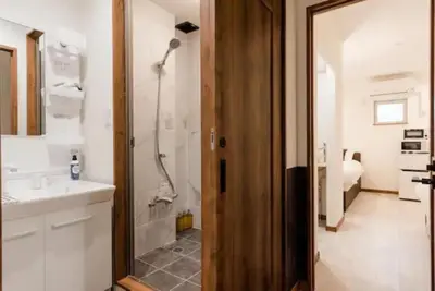a bathroom with a shower and a sink at 2, Nerima, 1st floor apartment, \u7df4\u99ac in Tokyo