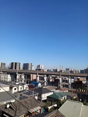 a view of a city with buildings and a bridge at Tokyo downtown\u828d\u85e5\u838a in Tokyo
