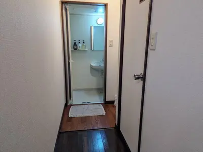 a bathroom with a shower and a sink and a toilet at Home cruise\u843d\u5408\u5357\u9577\u5d0e in Tokyo