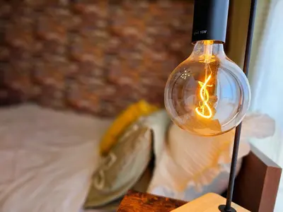 a light bulb with a string in it on a table at 603 Koiwa Disneyland Airport direct bus in Tokyo