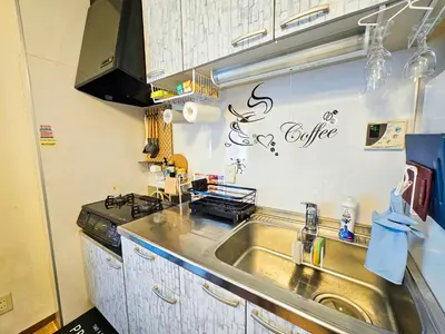 a kitchen with a sink and a counter top at 603 Koiwa Disneyland Airport direct bus in Tokyo