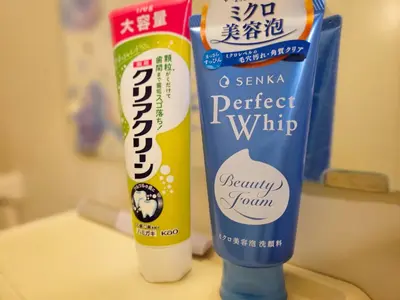 a pair of toothbrushes and a tube of toothpaste at 603 Koiwa Disneyland Airport direct bus in Tokyo