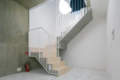 a staircase in a room with a fire hydrant at Lega land\u4e09\u8ed2\u8336\u5c4bANNEX in Tokyo
