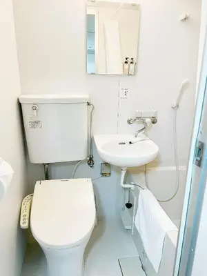 a white bathroom with a toilet and a sink at 交通便利 山手線池袋駅 徒歩6分 東池袋駅徒歩3分 2~5人 エレベーター WIFI 新宿/渋谷/銀座/築地/浅草/原宿近い！ in Tokyo