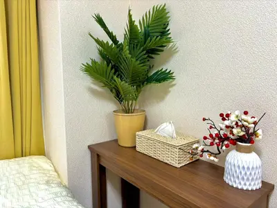 a table with two vases and a plant on it at \u65b0\u5bbf\u4e2d\u5fc3 \u5927\u4e45\u4fdd\u99c53\u5206\u949f \u8d85\u7ea7\u5546\u5708\u4ea4\u901a\u67a2\u7ebd \u6b65\u884c\u76f4\u8fbe\u65b0\u5bbf\u6b4c\u821e\u4f0e\u753a \u4e58\u5750\u5c71\u624b\u7dda\u76f4\u8fbe\u4e0a\u91ce\u6e0b\u8c37\u9280\u5ea7\u6d45\u8349 \u6700\u59274\u4eba in Tokyo
