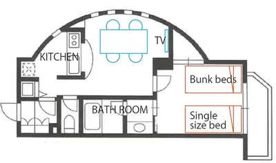 a floor plan of a small house with a bathroom at Liberty house208 /Shibuya 5min by train Sangenjaya in Tokyo