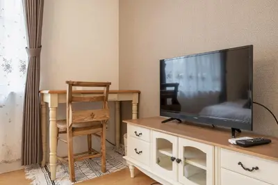a flat screen tv sitting on top of a dresser at Felice Nishi-Shinjuku in Tokyo