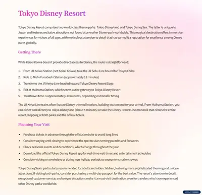 a screenshot of the tako disney resort document at AsahiStay -Koiwa, Free parking O, Whole Family House, Japanese garden taste in Tokyo