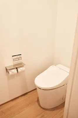 a bathroom with a white toilet in a room at anchorAsakusa Vacation Rental in Tokyo