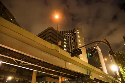 a city at night with a street light and buildings at 50m 2DK Private Condo!Center of Tokyo!5min Akasaka sta!! in Tokyo