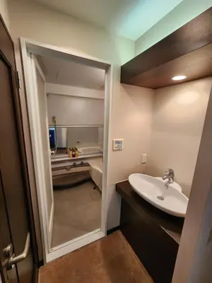 a bathroom with a sink and a bath tub at LiVEMAX Claudia Akasakamitsuke in Tokyo