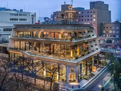 a large building with lights on in a city at Ikejiri Ohashi Sta 10min walk,Nakameguro 10 min walk,Switch in Tokyo