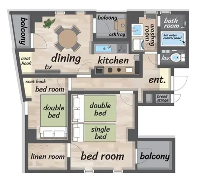 a floor plan of a house at \u30db\u30b9\u30c6\u30eb\u30a2\u30df\u30fc\u30c1 Hostel Amici in Tokyo