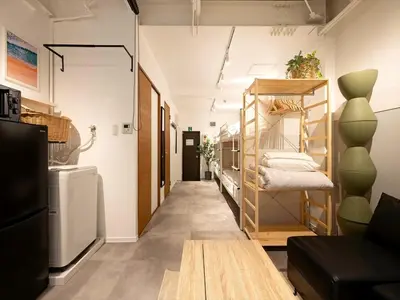 a room with a hallway with a shelf with plants at Eden House - Vacation STAY 16712 in Tokyo