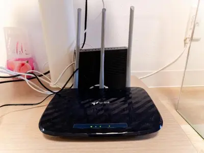 a computer monitor sitting on top of a desk at Shinjuku,Ushigome Yanagicho Sta 1min walk , Kabukicho3min in Tokyo