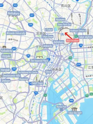 a map of the imperial palace in tokyo at \u65ed \u30cf\u30a6\u30b9\u3000asahi house in Tokyo