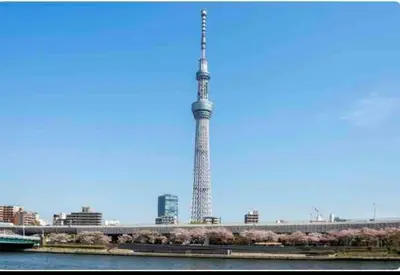 a view of the eiffel tower from the river at Momo palace in Tokyo