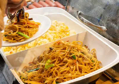 a tray of food with noodles and rice at APA Hotel Kanda Jimbocho Ekihigashi in Tokyo