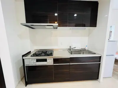 a kitchen with a stove and a sink at Relax House in Tokyo